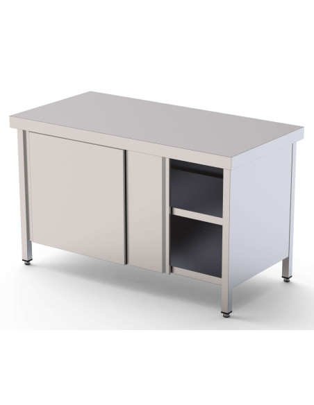 Mesa de Trabajo Acero inoxidable Central Con Puerta Corredera a 1 cara 2600x700x850h mm WTC170260SD