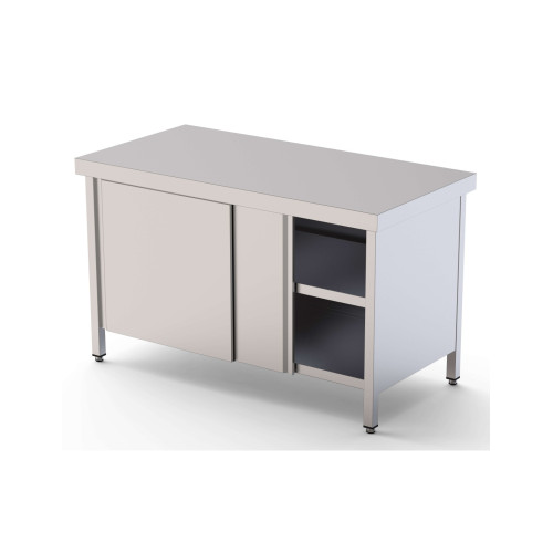Mesa de Trabajo Acero inoxidable Central Con Puerta Corredera a 1 cara 1400x800x850h mm WTC180140SD